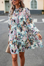 Color Block Hem Ruffle Printing Loose Fit Midi Dress | Mixtshop LLC