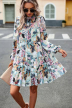 Color Block Hem Ruffle Printing Loose Fit Midi Dress | Mixtshop LLC