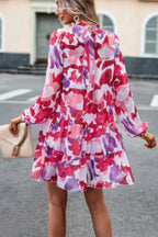 Color Block Hem Ruffle Printing Loose Fit Midi Dress | Mixtshop LLC