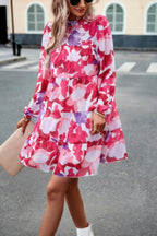 Color Block Hem Ruffle Printing Loose Fit Midi Dress | Mixtshop LLC