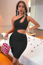 One Shoulder Sleeveless Cutout Bodycon Dress | Mixtshop LLC
