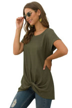 Crew Neck Solid Color Tunic Tops | Mixtshop LLC