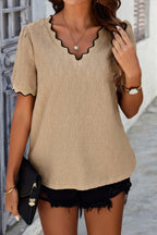 Knit Loose Fit V Neck Solid Drop Shoulder Top | Mixtshop LLC