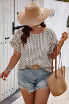 Round Neck Allover Print Ruffle Sleeves Loose Top | Mixtshop LLC