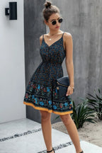 V Neck Floral Printed Mini Dress | Mixtshop LLC