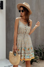 V Neck Floral Printed Mini Dress | Mixtshop LLC