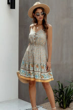 V Neck Floral Printed Mini Dress | Mixtshop LLC