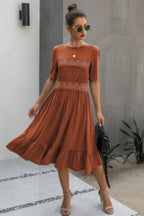 Ruffled Lace Midi Swing Dress | Mixtshop LLC