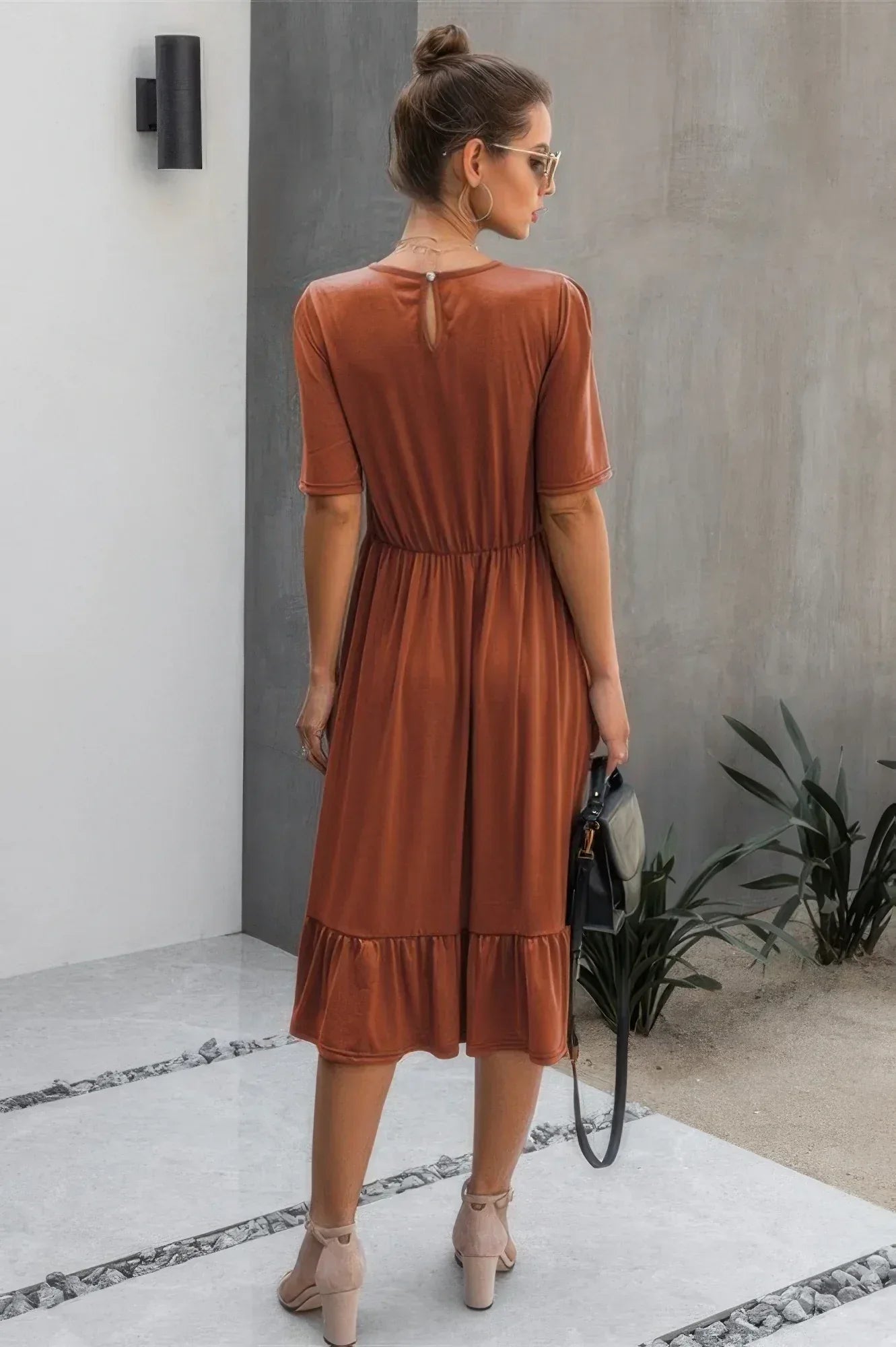 Ruffled Lace Midi Swing Dress | Mixtshop LLC