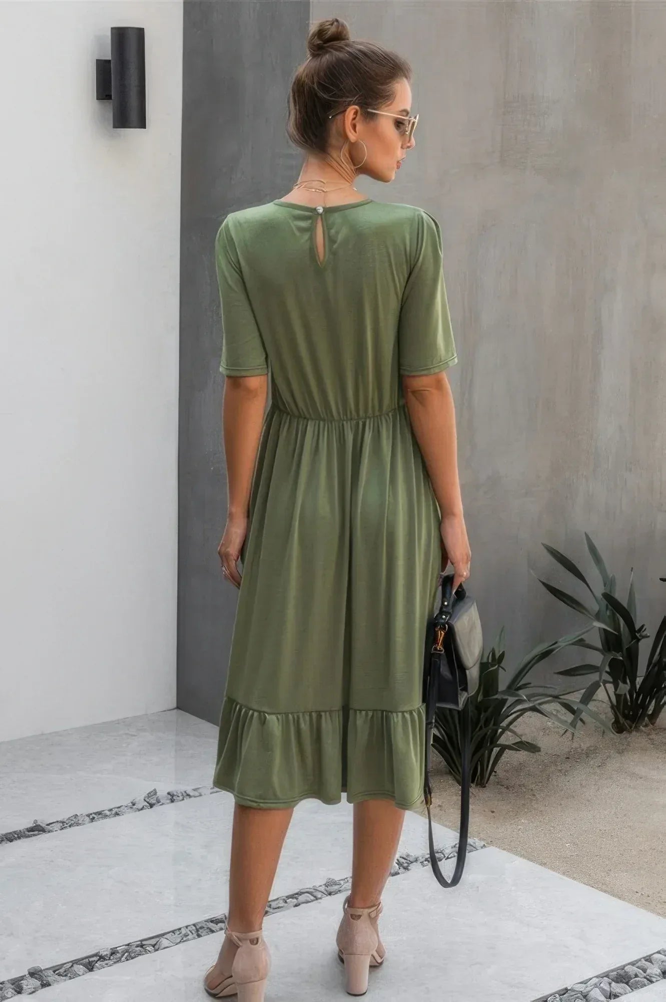 Ruffled Lace Midi Swing Dress | Mixtshop LLC