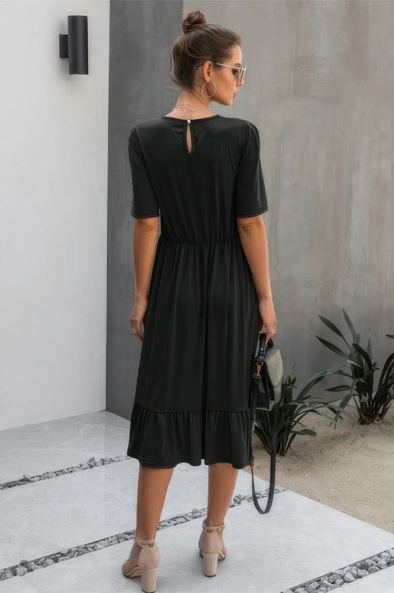 Ruffled Lace Midi Swing Dress | Mixtshop LLC