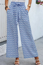 Elastic Waist Belt Pockets Wide Leg Pant | Mixtshop LLC