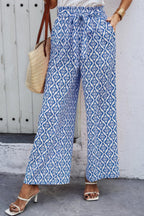 Elastic Waist Belt Pockets Wide Leg Pant | Mixtshop LLC