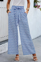 Elastic Waist Belt Pockets Wide Leg Pant | Mixtshop LLC