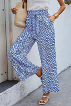 Elastic Waist Belt Pockets Wide Leg Pant | Mixtshop LLC