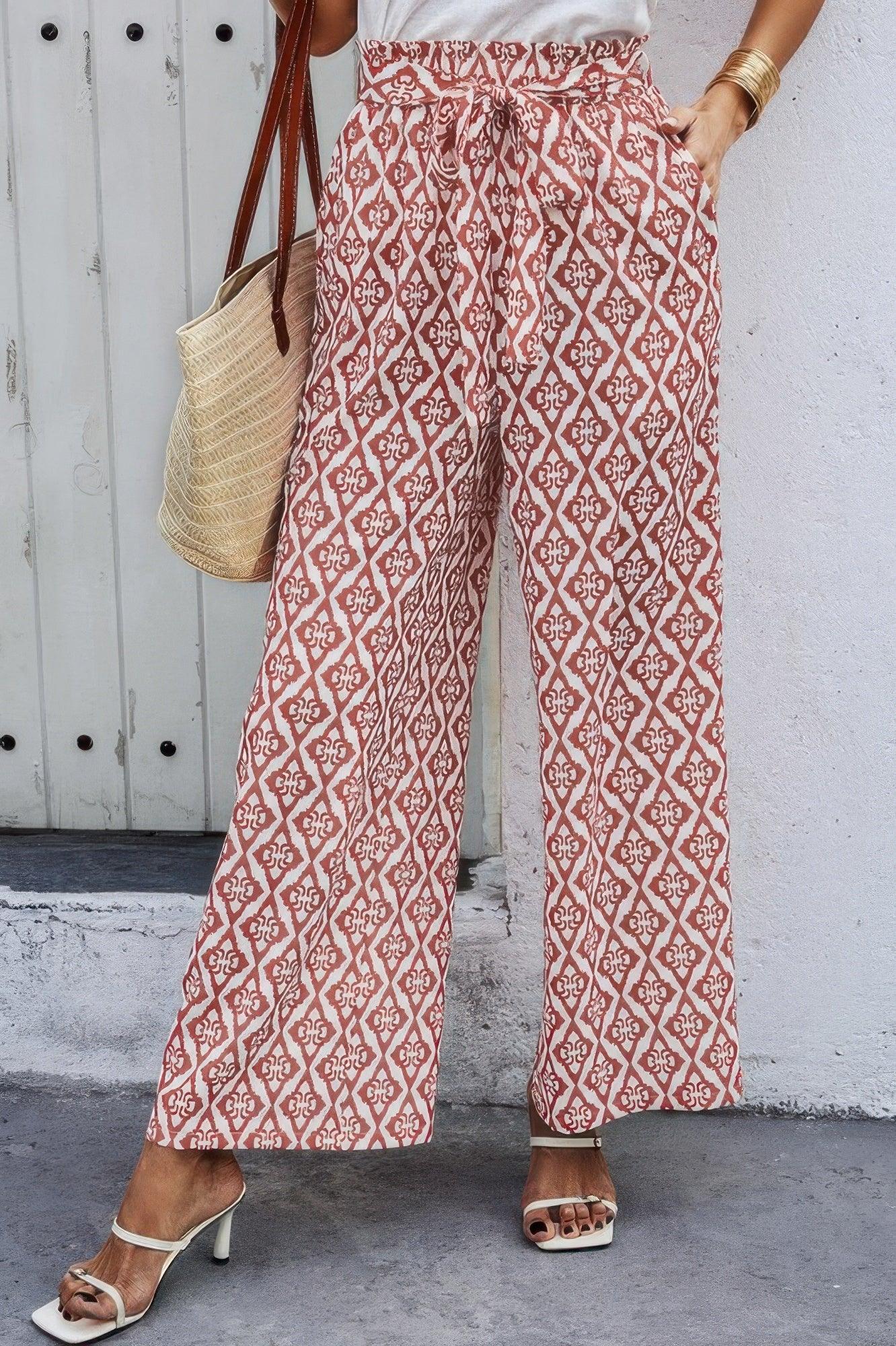 Elastic Waist Belt Pockets Wide Leg Pant | Mixtshop LLC