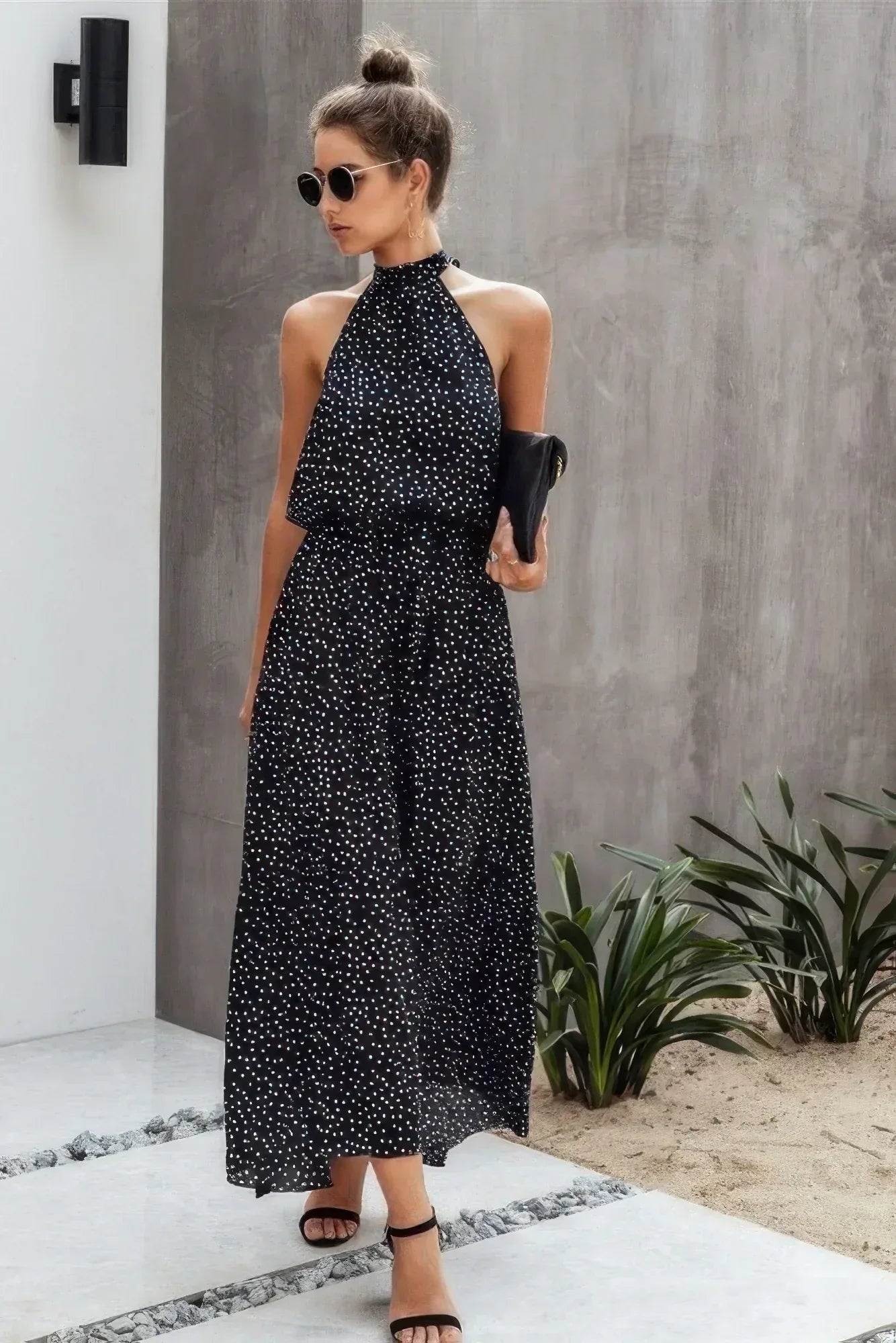 Halter Neck Polka Dot Swing Dress | Mixtshop LLC Main image