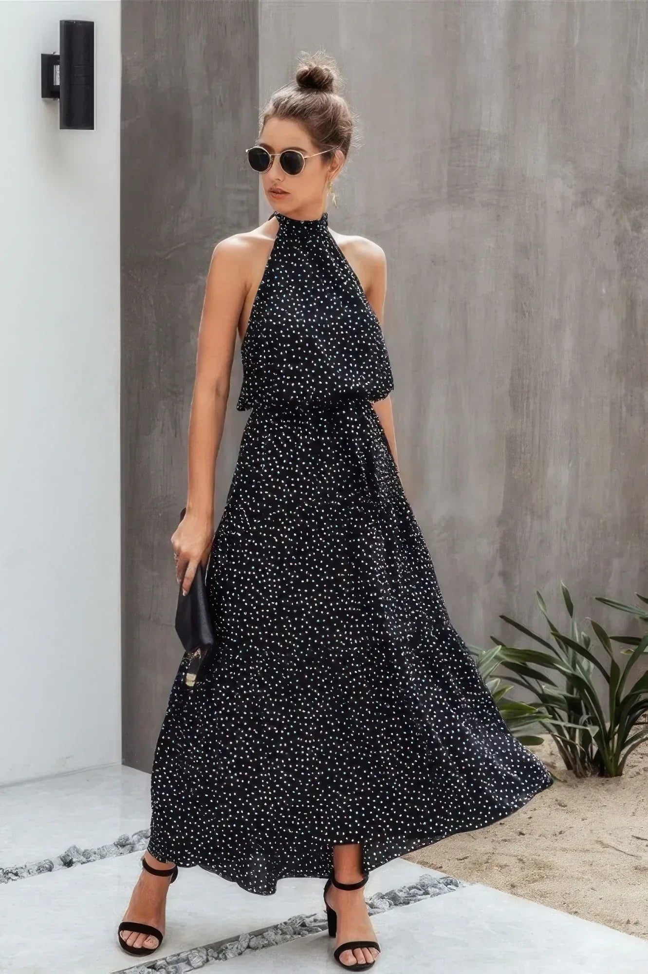Halter Neck Polka Dot Swing Dress Secondary image