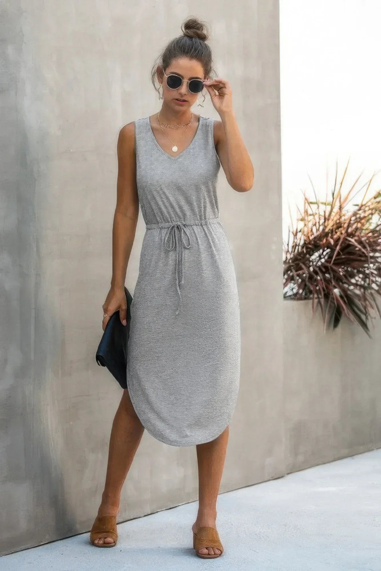 V Neck Sleeveless Tank Dress | Mixtshop LLC