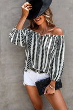 Strip Color Block Off Shoulder Blouse | Mixtshop LLC