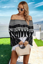 Graphic Print Butterfly Sleeves Off Shoulder Top | Mixtshop LLC