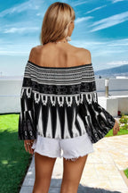 Graphic Print Butterfly Sleeves Off Shoulder Top | Mixtshop LLC