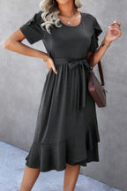 Scoop Neck Short Sleeve Solid Dress | Mixtshop LLC