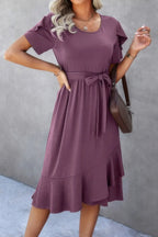 Scoop Neck Short Sleeve Solid Dress | Mixtshop LLC