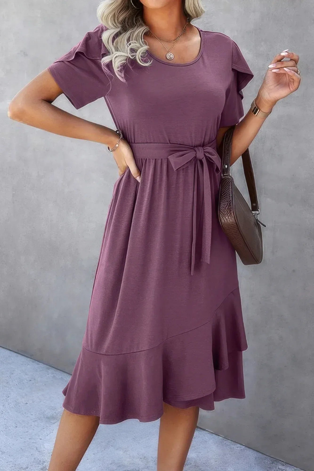 Scoop Neck Short Sleeve Solid Dress | Mixtshop LLC