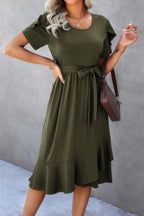 Scoop Neck Short Sleeve Solid Dress | Mixtshop LLC