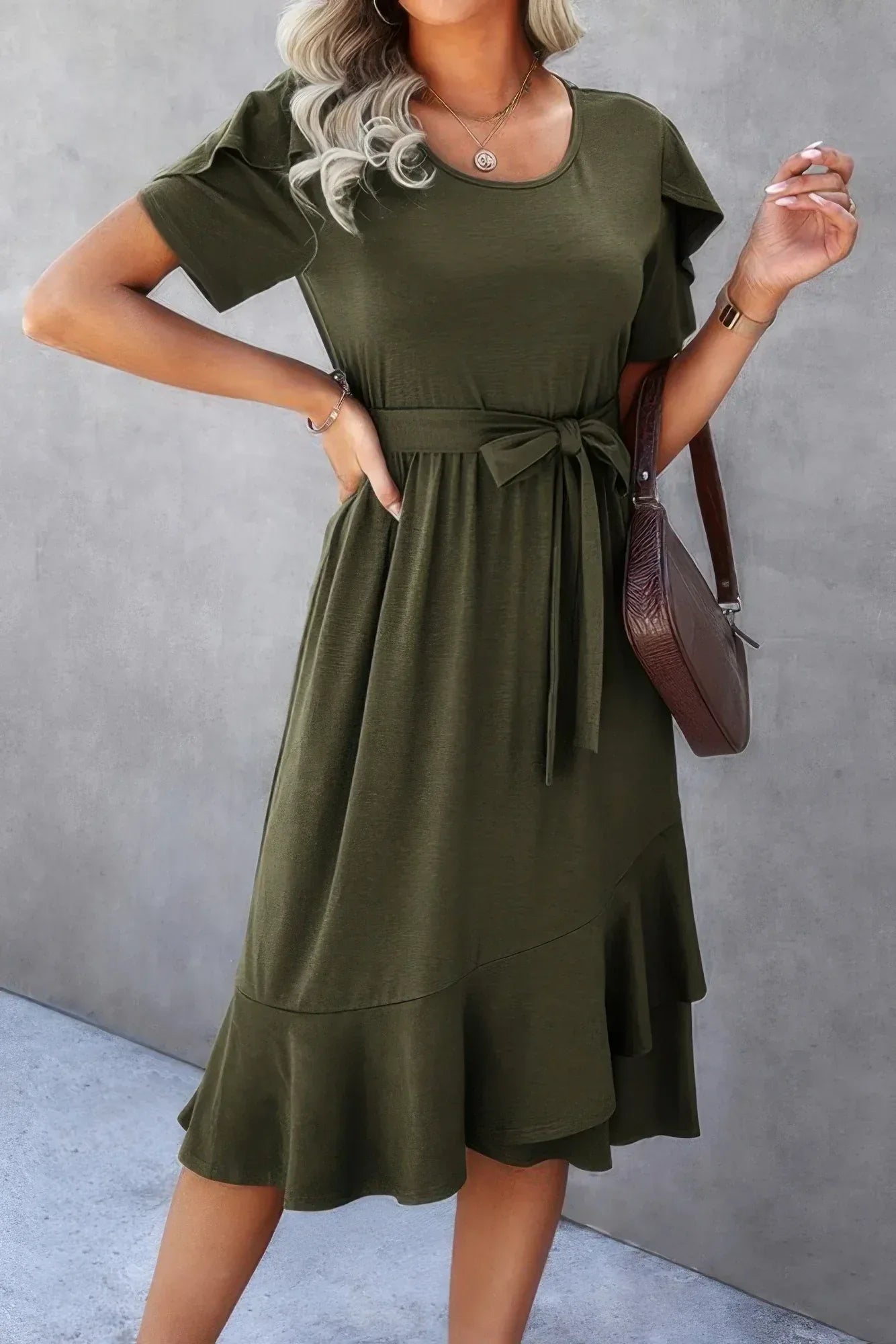 Scoop Neck Short Sleeve Solid Dress | Mixtshop LLC