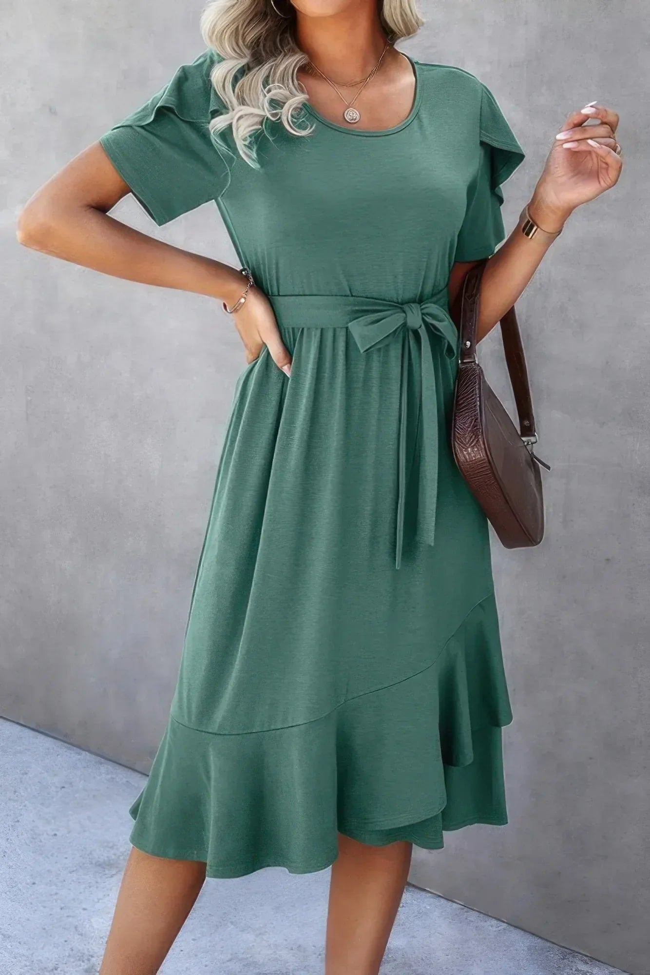 Scoop Neck Short Sleeve Solid Dress | Mixtshop LLC