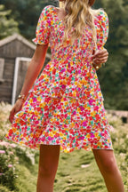 Floral Print Fit Short Sleeve A Line Dress | Mixtshop LLC