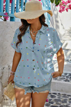 Plus Size Hearts Print Button Down Loose Blouse | Mixtshop LLC
