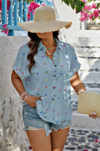 Plus Size Hearts Print Button Down Loose Blouse | Mixtshop LLC