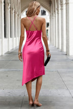 Solid Sleeveless Deep V Cross Wrap Dress | Mixtshop LLC