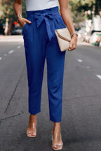 Ruffle Belt Pocket Solid Skinny Pants | Mixtshop LLC