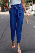 Ruffle Belt Pocket Solid Skinny Pants | Mixtshop LLC