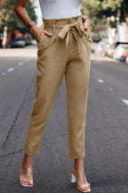 Ruffle Belt Pocket Solid Skinny Pants | Mixtshop LLC