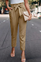 Ruffle Belt Pocket Solid Skinny Pants | Mixtshop LLC