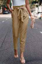 Ruffle Belt Pocket Solid Skinny Pants | Mixtshop LLC
