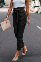 Ruffle Belt Pocket Solid Skinny Pants | Mixtshop LLC
