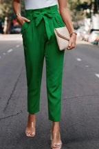 Ruffle Belt Pocket Solid Skinny Pants | Mixtshop LLC