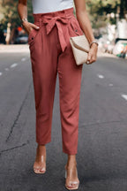 Ruffle Belt Pocket Solid Skinny Pants | Mixtshop LLC