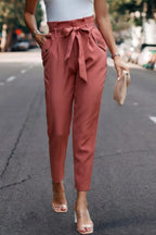 Ruffle Belt Pocket Solid Skinny Pants | Mixtshop LLC