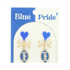 Gameday Heart Bow Football Drop Earrings | Mixtshop LLC