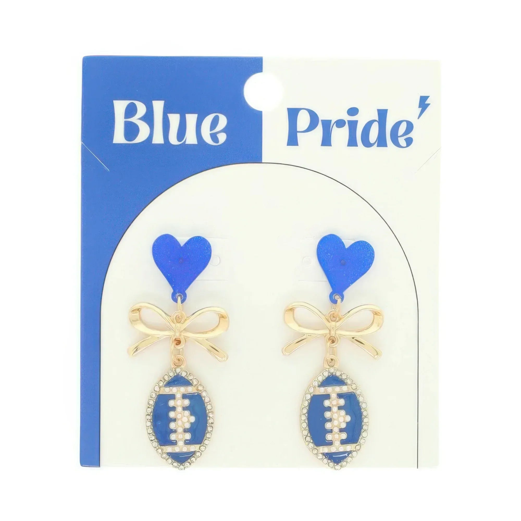 Gameday Heart Bow Football Drop Earrings | Mixtshop LLC