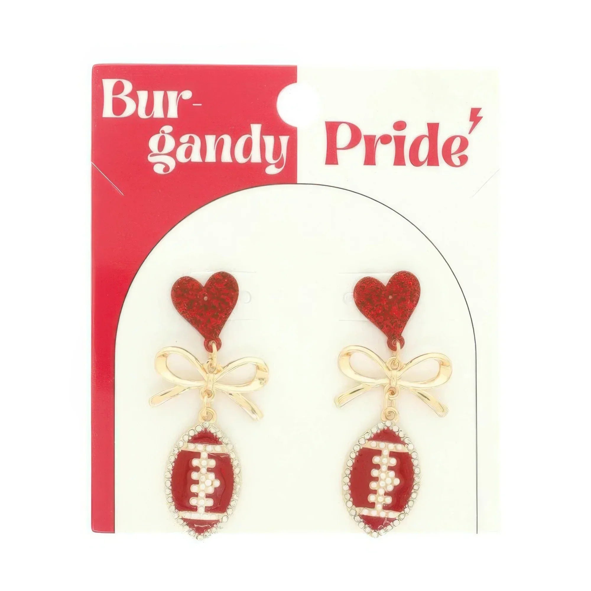 Gameday Heart Bow Football Drop Earrings Secondary image