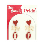Gameday Heart Bow Football Drop Earrings | Mixtshop LLC