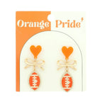 Gameday Heart Bow Football Drop Earrings | Mixtshop LLC